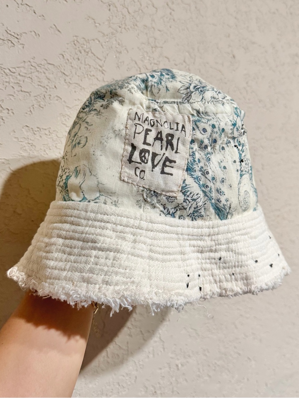 Magnolia Pearl | RARE Quilted Cotton Reversible Peacock Toile Hunter Bucket Hat